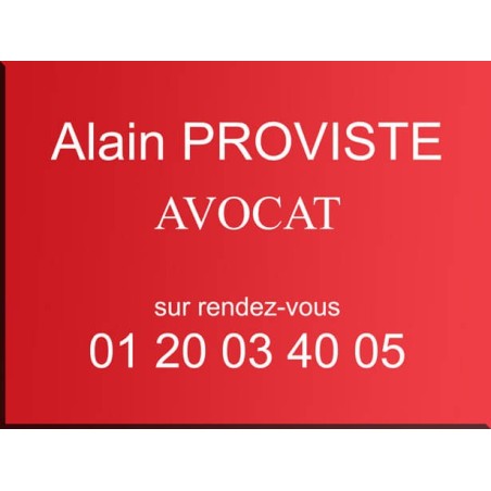 Plaque professionnelle gravée PVC rouge